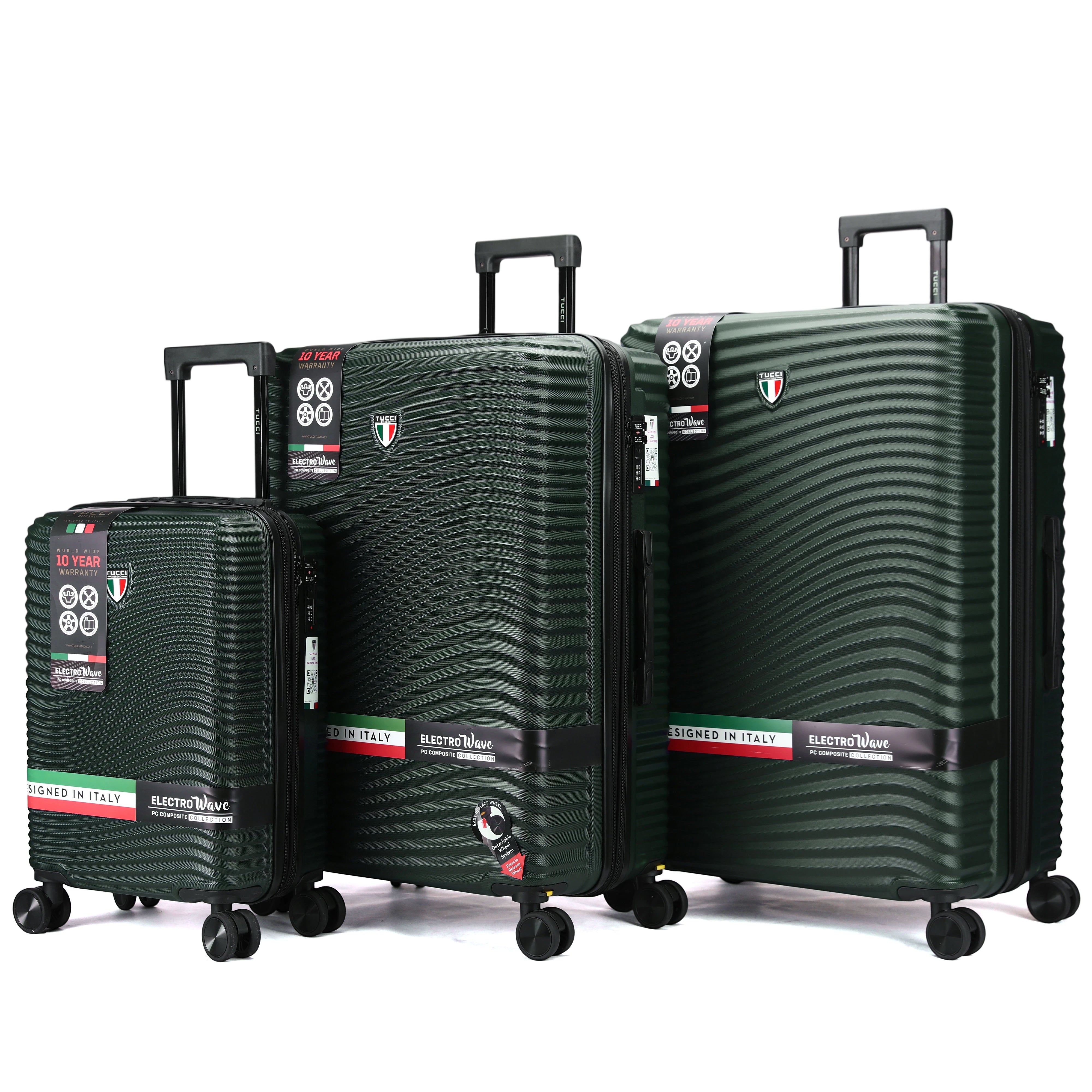Tucci Italy Spettro 3-Piece Expandable Hardside Spinner Luggage Set, 20/28/30 Inches