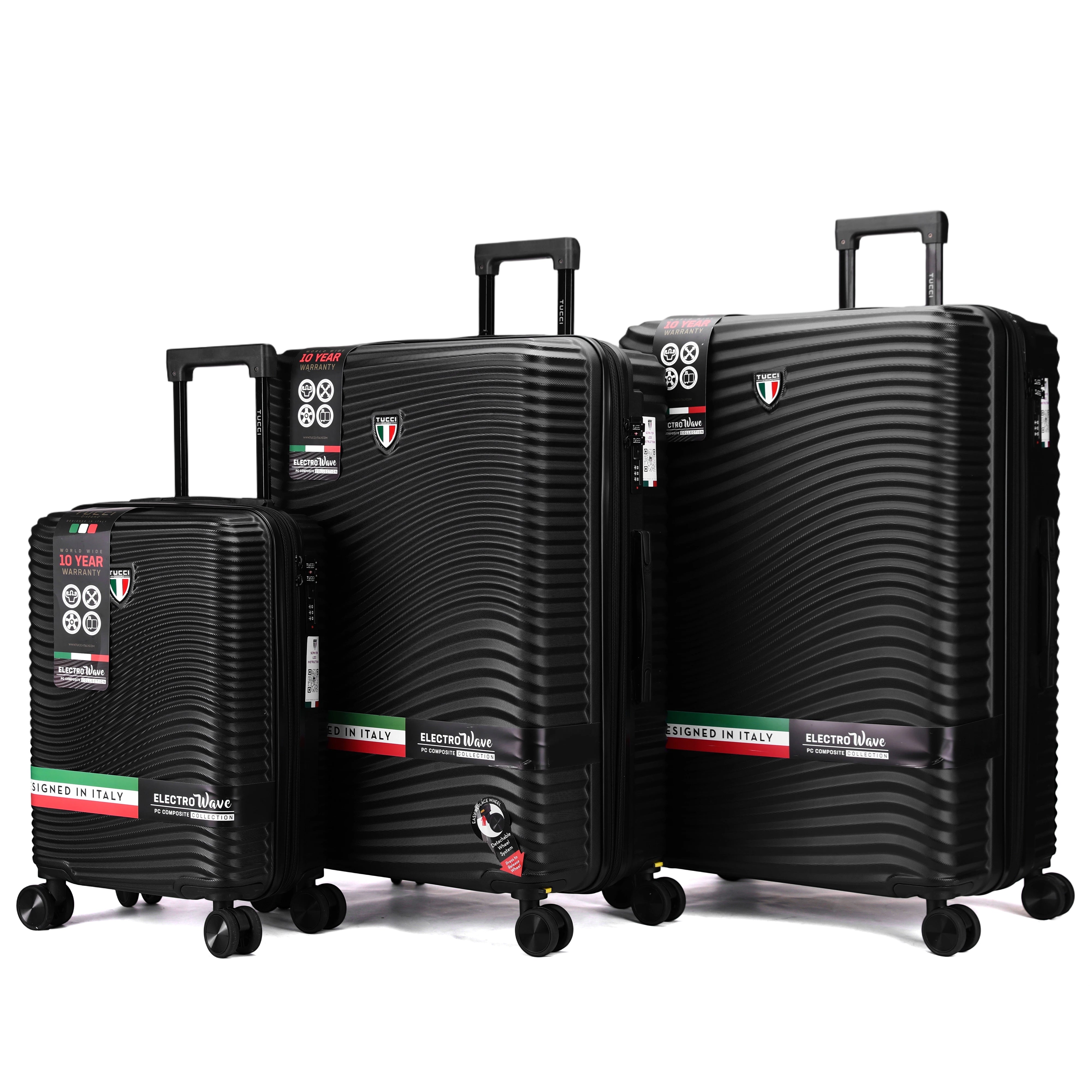 Tucci Italy Spettro 3-Piece Expandable Hardside Spinner Luggage Set, 20/28/30 Inches