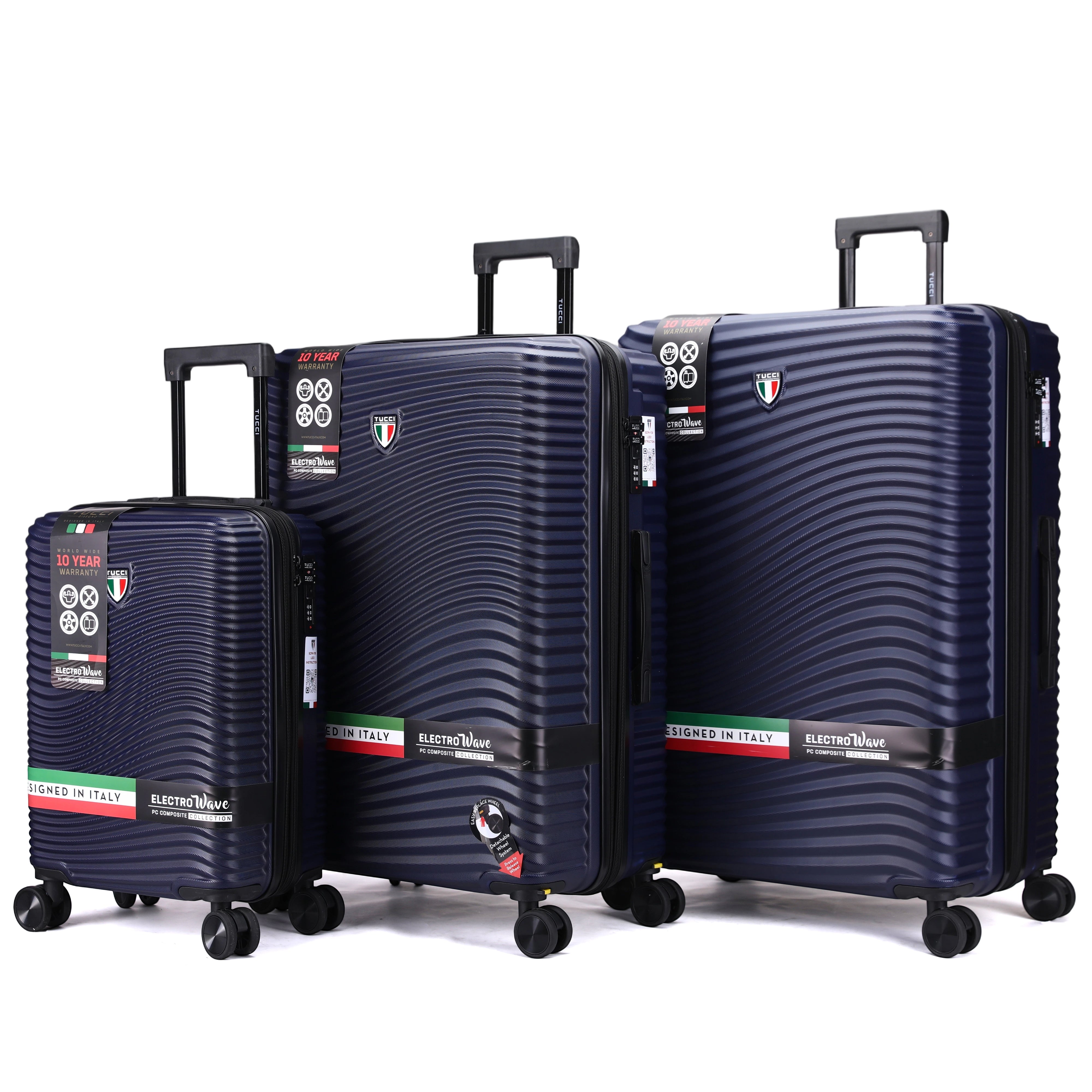Tucci Italy Spettro 3-Piece Expandable Hardside Spinner Luggage Set, 20/28/30 Inches