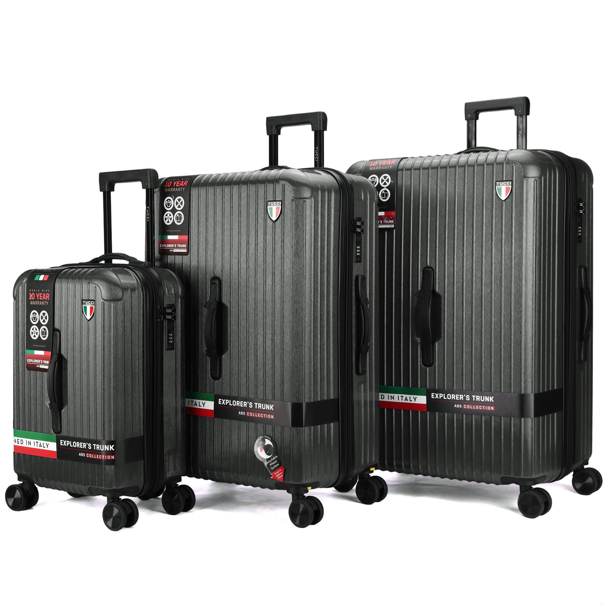 TUCCI LINEA  3-Piece Expandable Hardside Spinner Luggage Set, 20/28/30 Inches