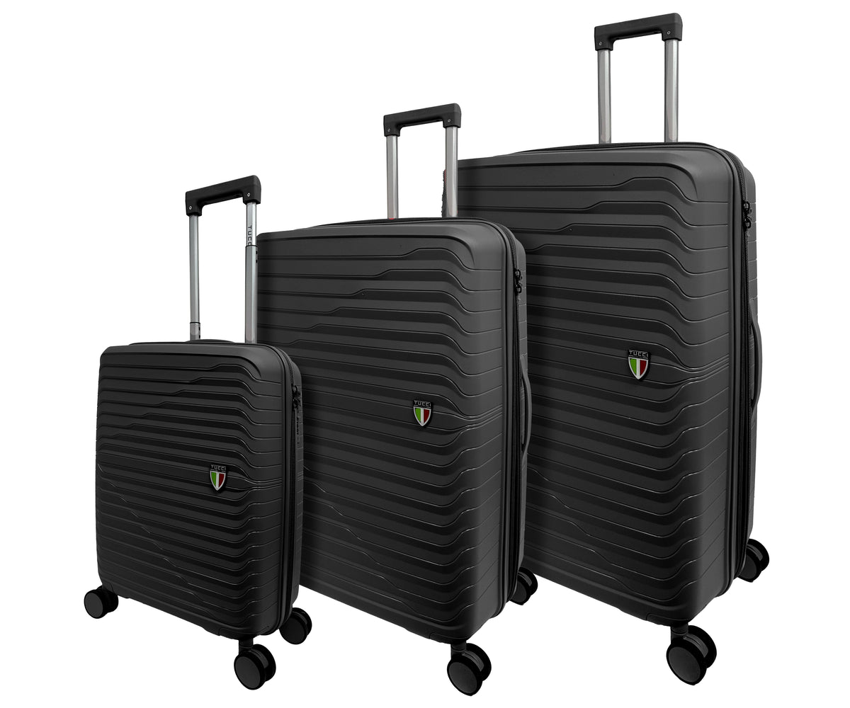 Polypropylene 3 PC Hardside Luggage Set (20", 28", 32") Matte Frosted Flexy-Armor Shell, 25% Expandable