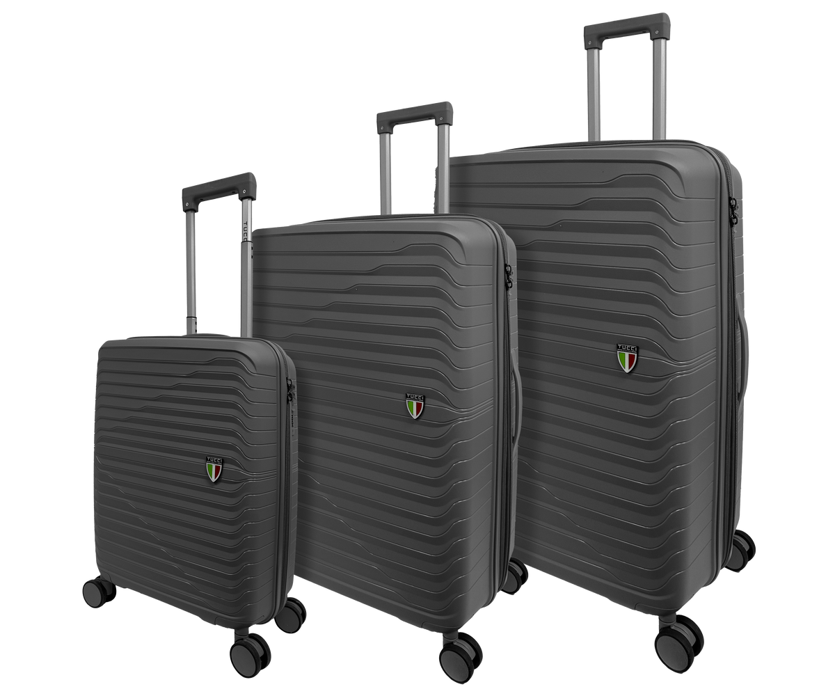 Polypropylene 3 PC Hardside Luggage Set (20", 28", 32") Matte Frosted Flexy-Armor Shell, 25% Expandable