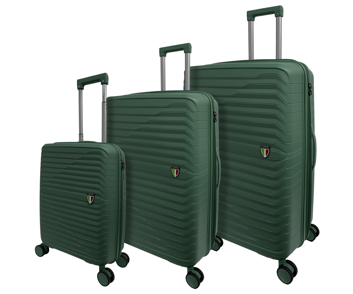 Polypropylene 3 PC Hardside Luggage Set (20", 28", 32") Matte Frosted Flexy-Armor Shell, 25% Expandable