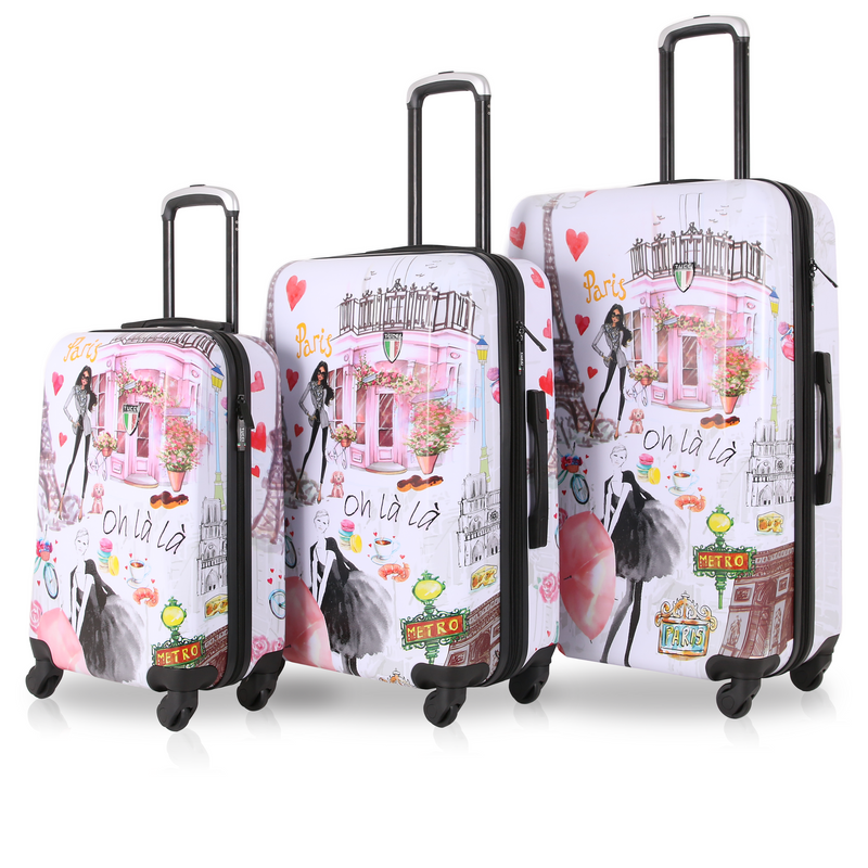 TUCCI Italy PARIS LOVE ART (20", 24", 28") Luggage Suitcase Set