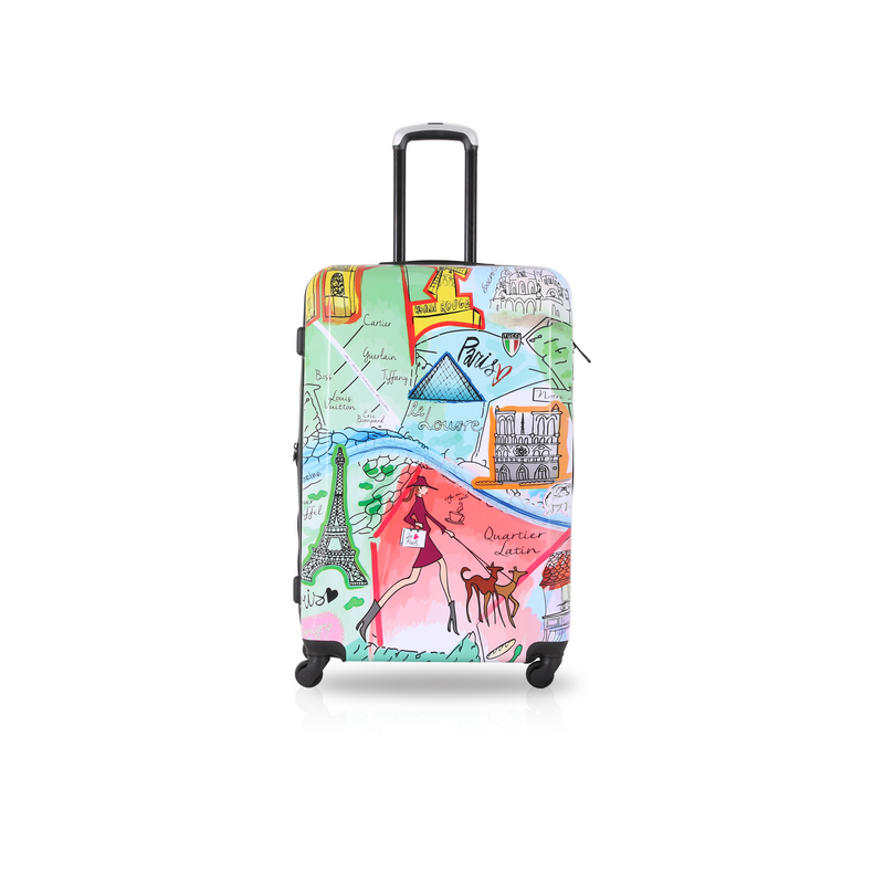 TUCCI Italy J'AIME PARIS 28" Spinner Wheel Design Art Suitcase