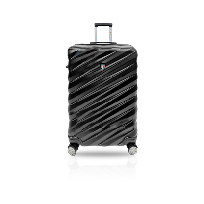 TUCCI Italy STORTO ABS 20" Carry On Luggage Suitcase Black | Silver| Orange