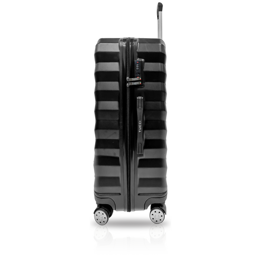 TUCCI Italy STORTO ABS 20" Carry On Luggage Suitcase Black | Silver| Orange