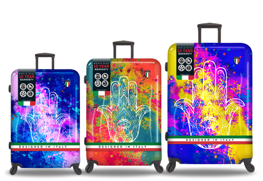 TUCCI Italy Emotion Art Exotic Hamsa 3 PC Set (20", 24", 28") Luggage Suitcase