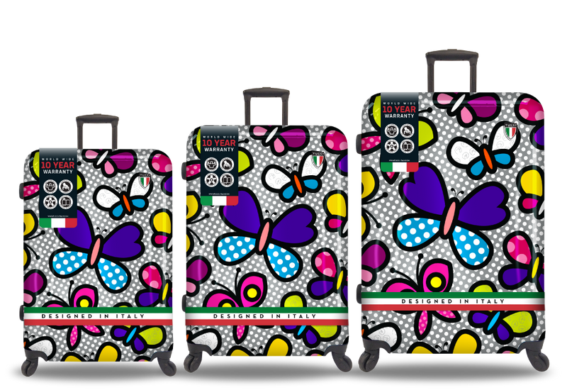 TUCCI Italy Pop Art Butterfly Pop 3PC Set (20",24",28") Luggage Suitcase- PRE-ORDER