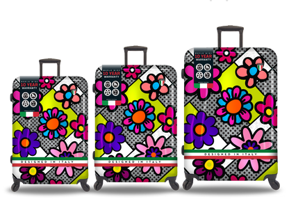 TUCCI Italy Pop Art Flower Dots 3 PC Sets (20", 24", 28") Luggage Suitcases